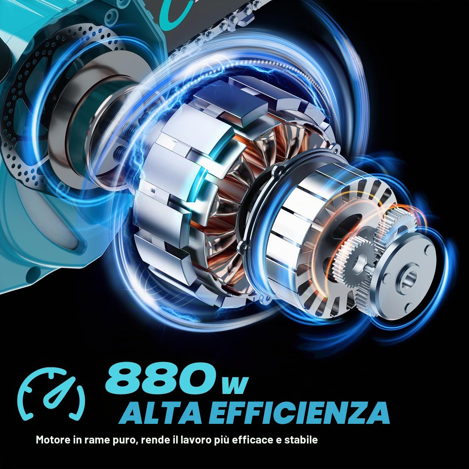 CEEPUY Mini motosega a batteria 2x4000 mAh, 6 pollici motosega elettrica senza fili con iniettore di olio e catena di ricambio, adatta per potatura di alberi da giardino (880W)