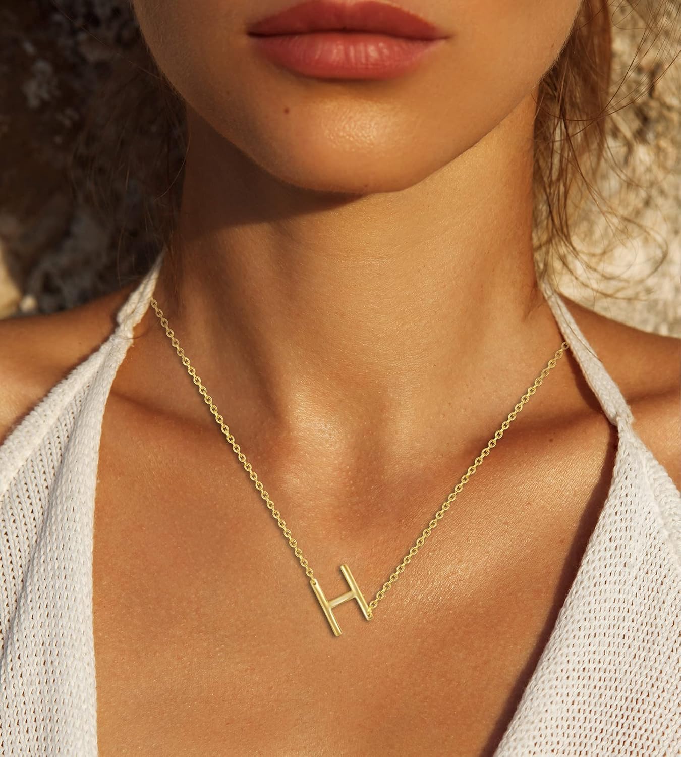 Beaux Bijoux Sideways Initial Necklaces for Women | 14k Gold and Silver Letter Necklaces | Unique Birthday Gift | Trendy Jewelry | Dainty Handmade Necklaces for Women - Image 2