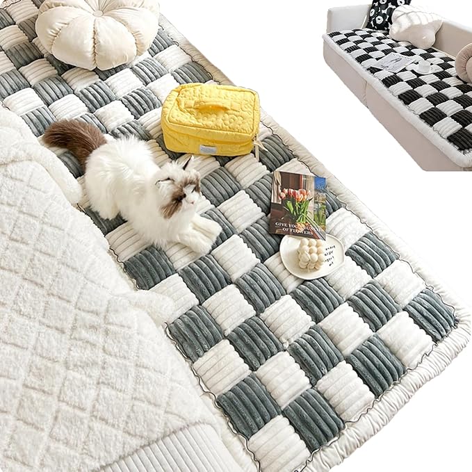 UIRPK Funny Fuzzy Couch Cover,Funnyfuzzy CreamColoured