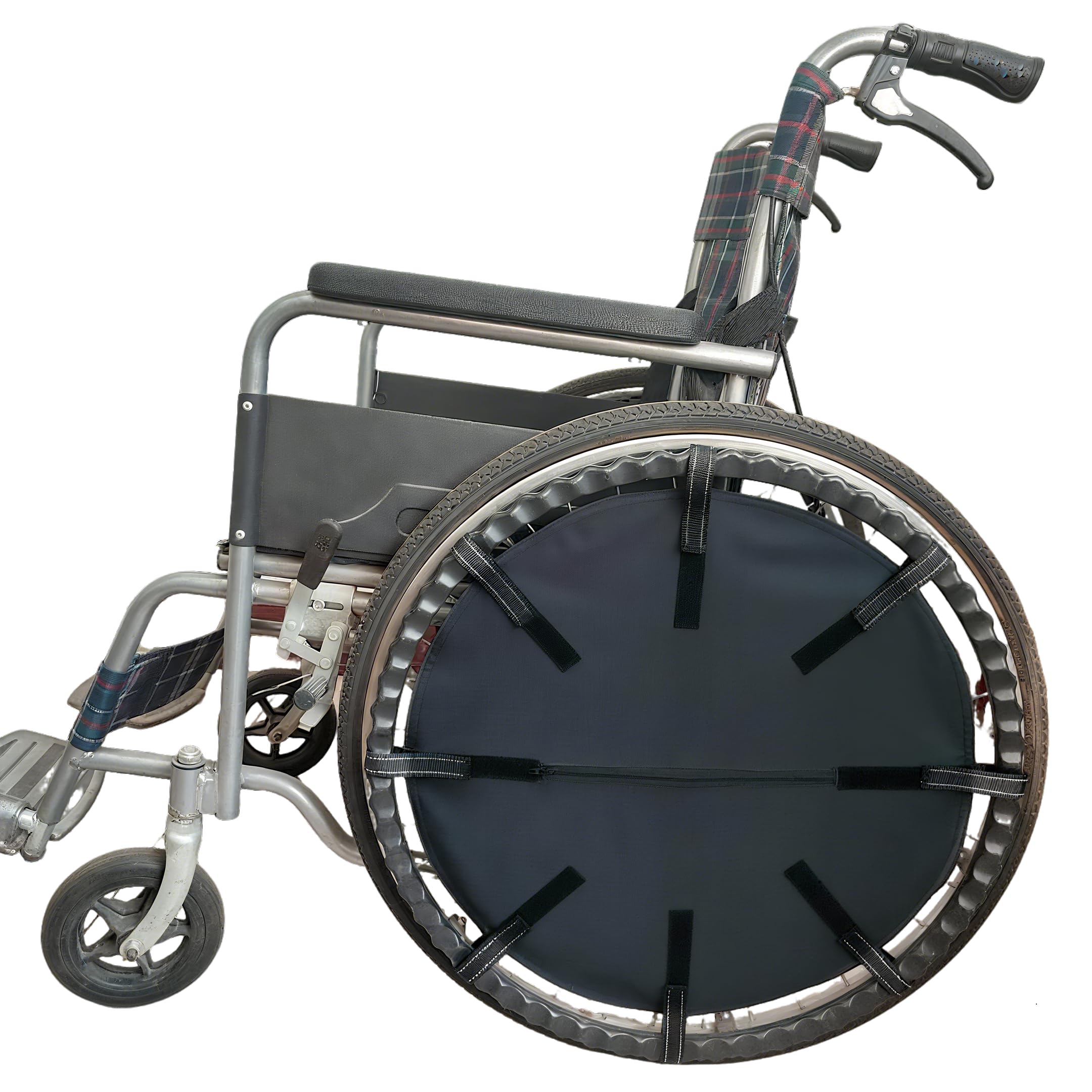 Protège-rayons de fauteuil roulant avec poche de rangement pour roues de fauteuil roulant 61 cm pour protéger les doigts