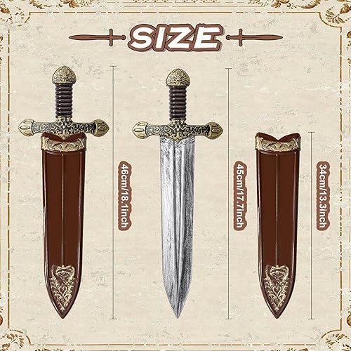 Miniatura 2 de quescu Juego de 2 juguetes de espada, espada romana de plástico con funda, accesorios de disfraz de guerrero medieval para Halloween, cosplay, LARP,