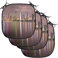 Vista 129 de Lunarable USA Chair Cushion Pad, American Cities Skylines Metropolis Architecture Sketch Style Hand Drawn Art Print, Seat Padding for Kitchen &