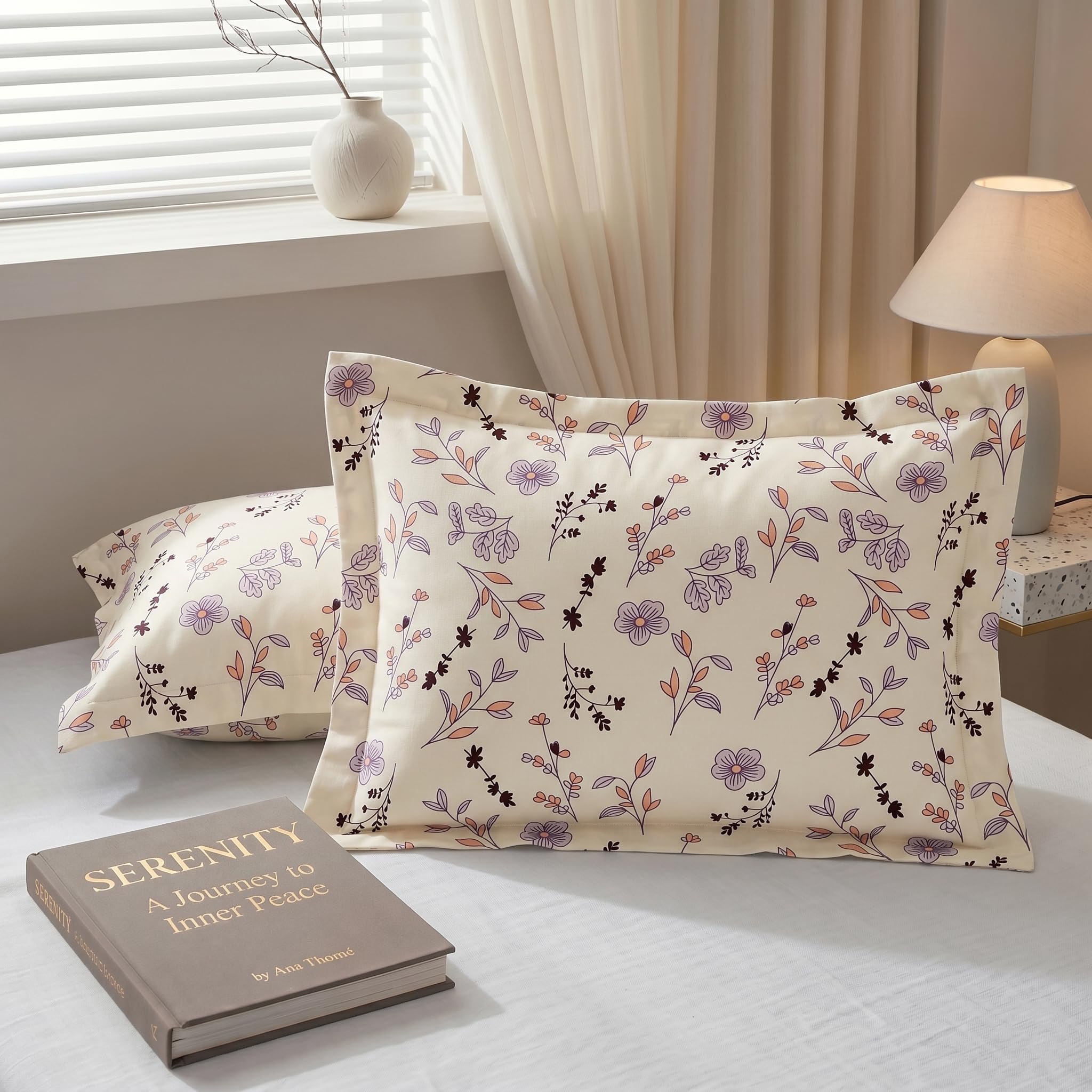 BSB HOME Cotton Pillow Covers Pack of 2, 210 TC Soft Breathable Hypoallergenic Pillow Cases, Fade Resistant Bed Pillow Covers, 17 x 27 Inches (43 x 69 cm) (Cream)