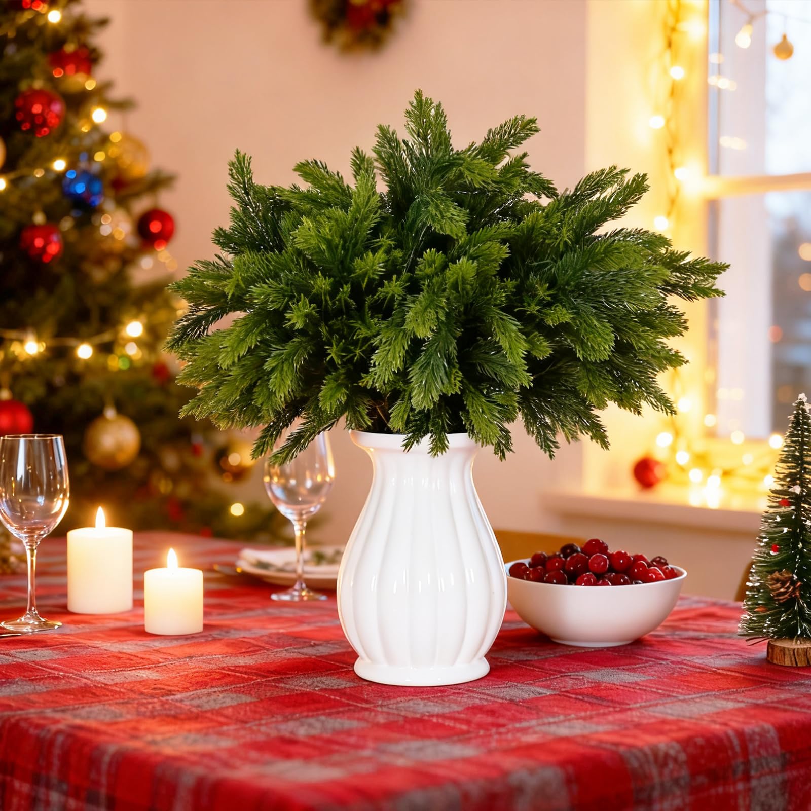 joyhalo Künstliche Zedernstiele aus Zedernholz, 45,7 cm, künstliche grüne Stiele für Vasen, Outdoor-Pflanzgefäße, Weihnachtsbäume und Outdoor-Heimdekoration, 24 Stück