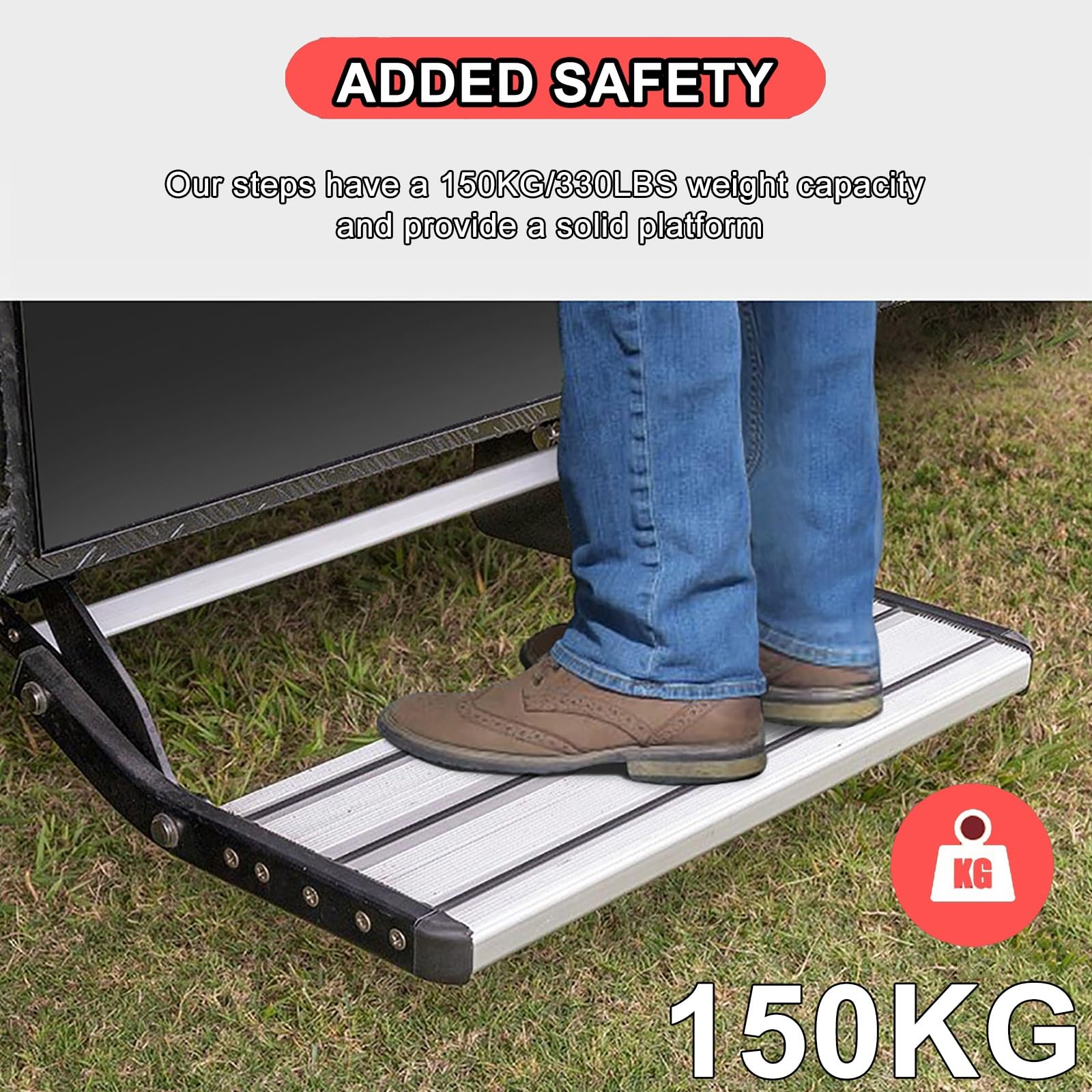 Escalones Plegables para autocaravanas, escalones eléctricos automáticos para autocaravanas, Escalera para Autocaravana con luz LED, escalones Antideslizantes, Escalera de Entrada Plegable