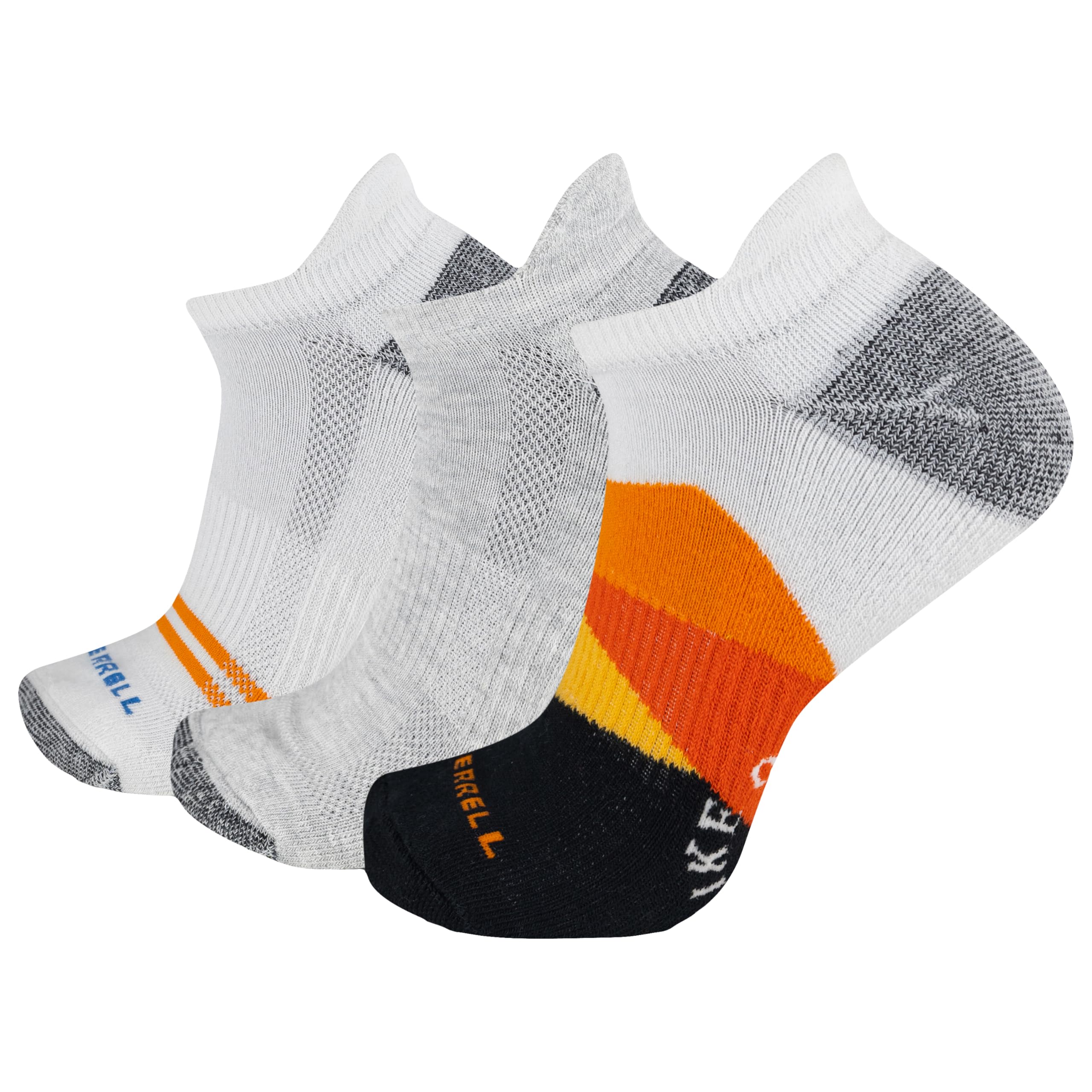 Merrell Unisex's Men's and Women's Recycled Everyday Half Cushion 3 Pairs-Breathable Socks Repreve, Low Cut Tab-Black Hike on, Small-Medium