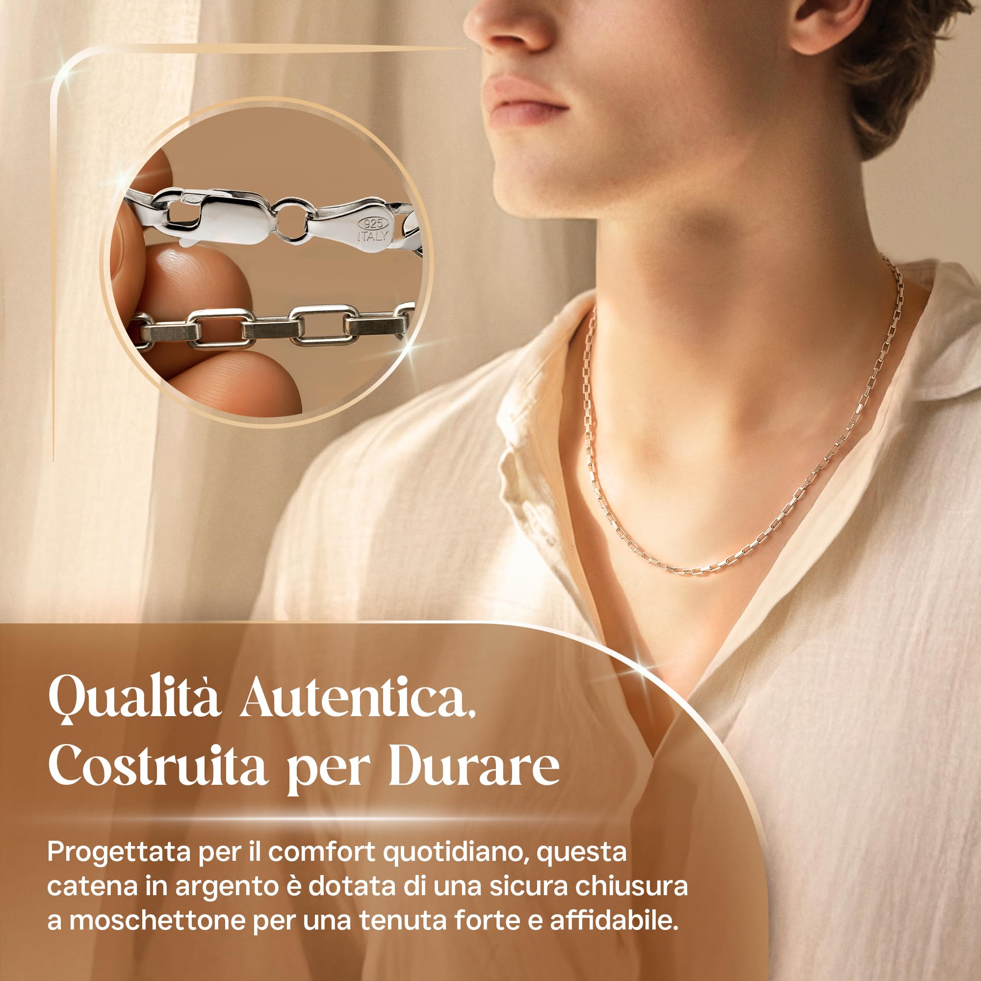 QUADRI - Collana Uomo e Donna Argento 925 - Idea Regalo - Made in Italy | per Compleanno, Anniversario, San Valentino