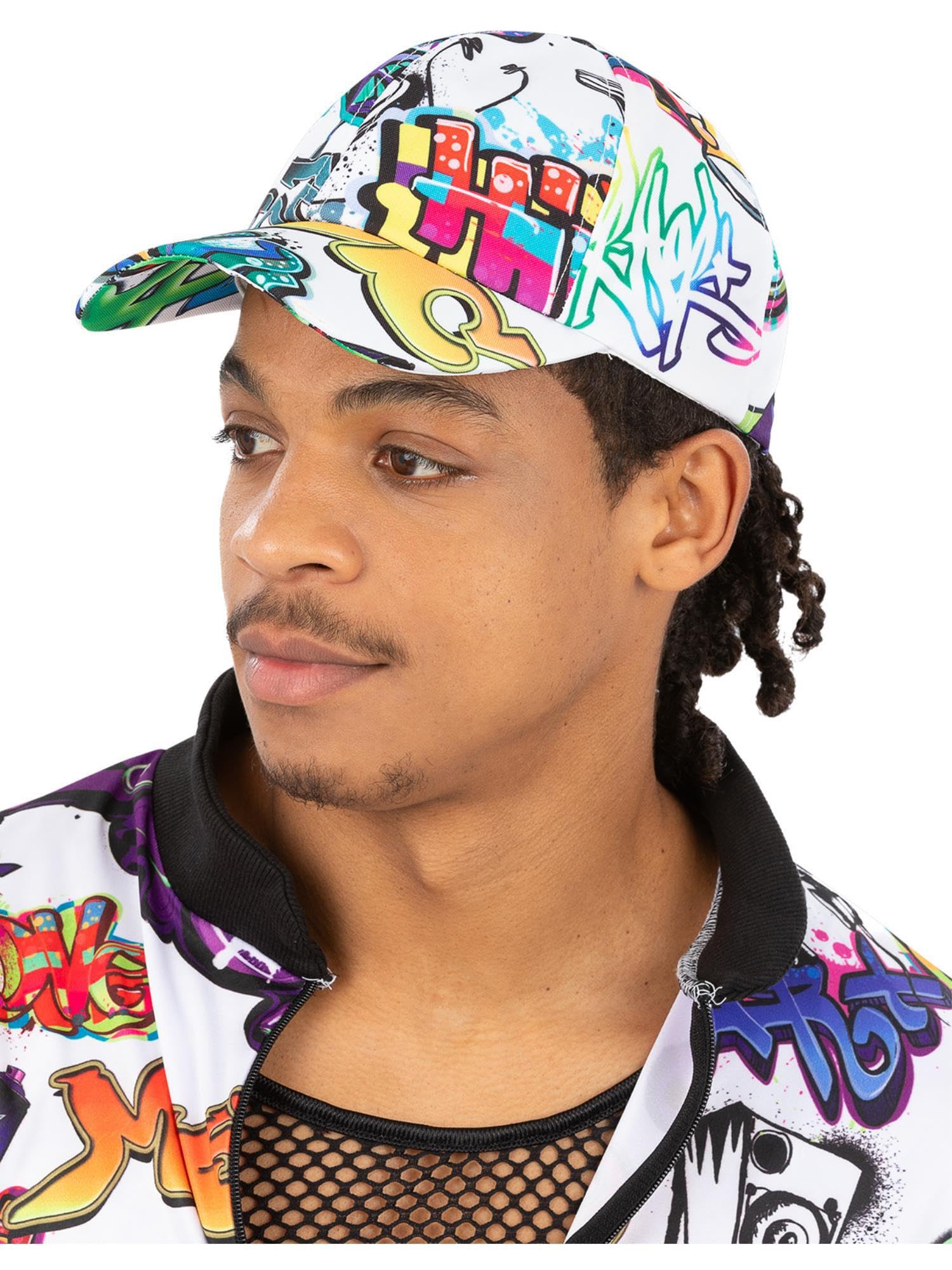 Smiffys 90s Graffiti Peaked Cap, 1990's Fancy Dress, 1990s Dress Up Hats