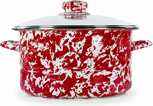 Miniatura 3 de Golden Rabbit Enamelware  Esmalte blanco sobre patrón negro  6 Quart Stock Pot