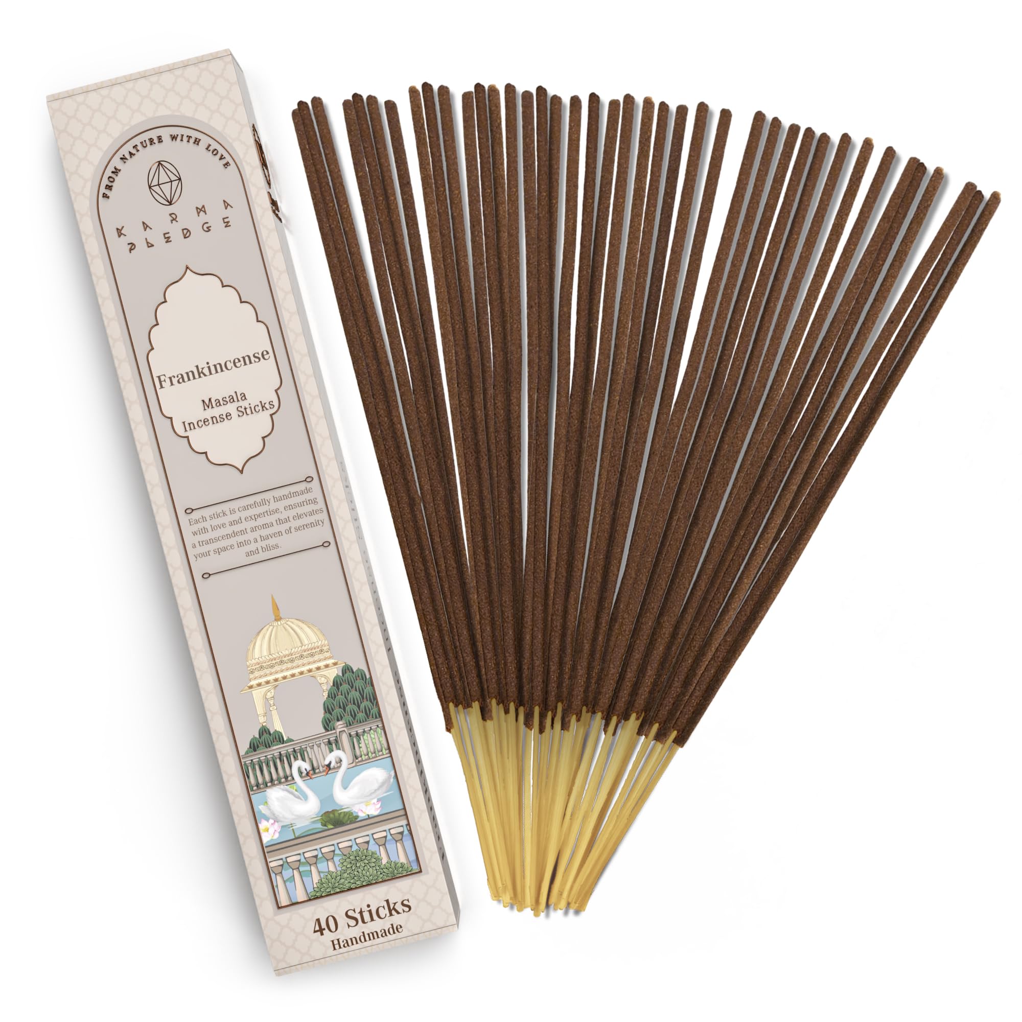 Incense Sticks, Frankincense & Myrrh Incense, Made with Natural Ingredients, Hand Rolled Aromatic Masala, 40 Stick Pack, 45-60 Minute Burn Time, Best for Home Fragrance, Meditation, Yoga, Relaxation