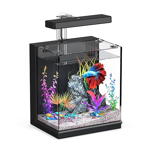 AQUASMITH Betta Fish Tank, 2 Gallon All-in-One Aquarium Kit with Filtration & LED Light, Self-Cleaning Aquarium for Beginners, Kids, Gifts for Men，Teen Boys