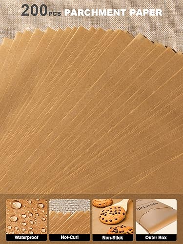 Miniatura 7 de SMARTAKE Paquete de 200 piezas de papel Parchemnt sin blanquear de 12 x 16 pulgadas con pergamino redondo de 8 pulgadas, precortado y antiadherente
