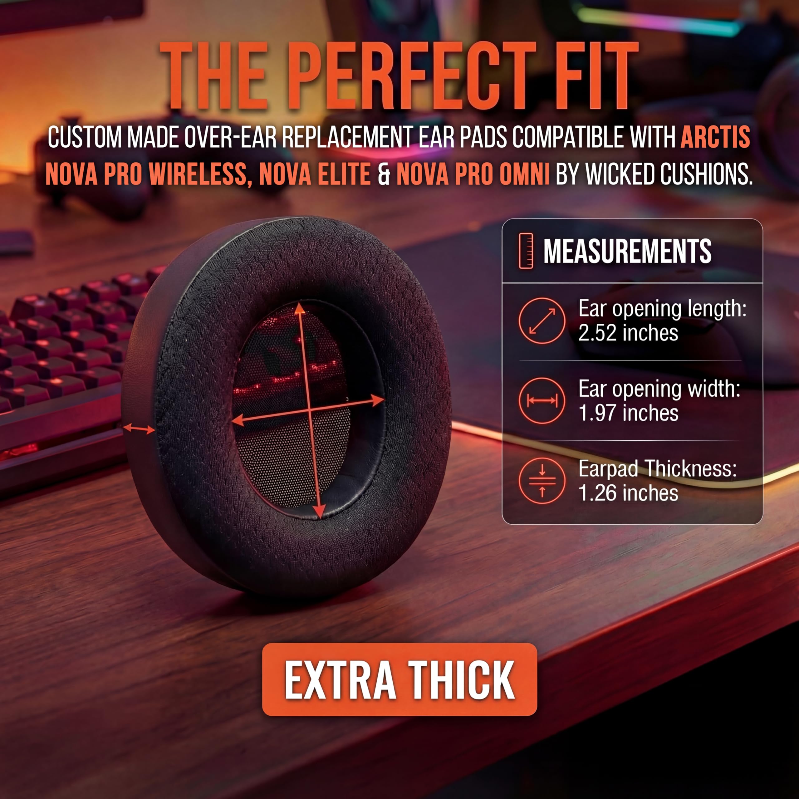WC Freeze Nova Pro Wireless – Kühlende Gel-Ohrpolster für Arctis Nova Pro Wireless, Nova Elite & Nova Pro Omni (Passt Nicht auf andere Modelle), von Wicked Cushions | Black