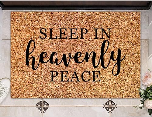 Miniatura 6 de SILYHEART Sleep in Heavenly Peace Coir Door Mat Door Mats Rustic Saying Quotes Durable Coir Non Slip Mat for Indoor Outdoor Porch Home Entryway