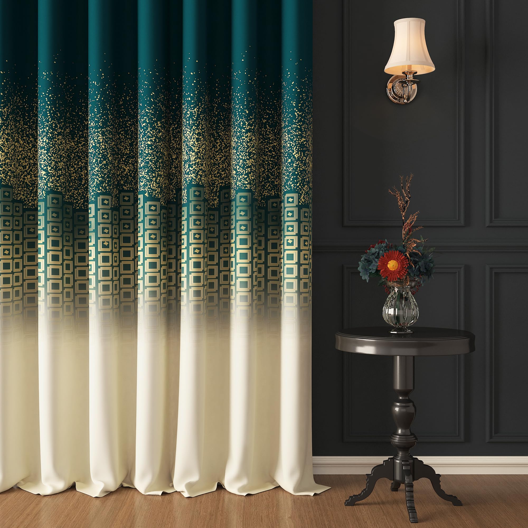 Story@Home Blackout Digital Print Long Door Curtains 9 Feet Long Set Of 2 | Room Darkening Curtain | Thermal Insulated Curtains For Living Room | (118 X 275 Cm, Beige & Green) | Perfect For Home Decor-image-26