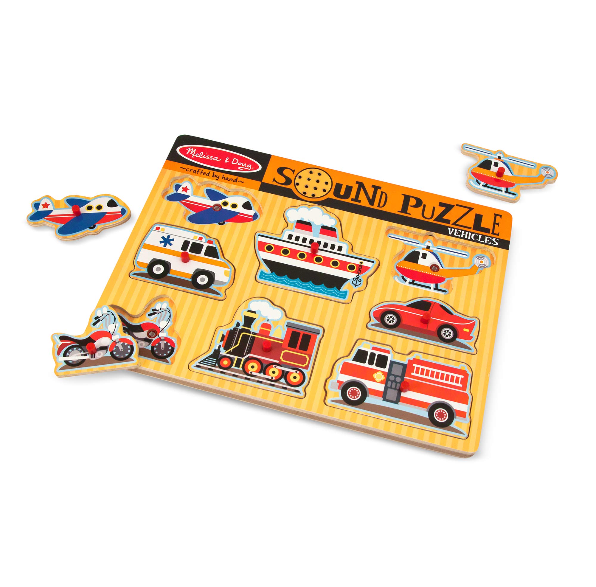 Melissa & Doug Vehicles Sound Puzzle, Pegged Puzzles