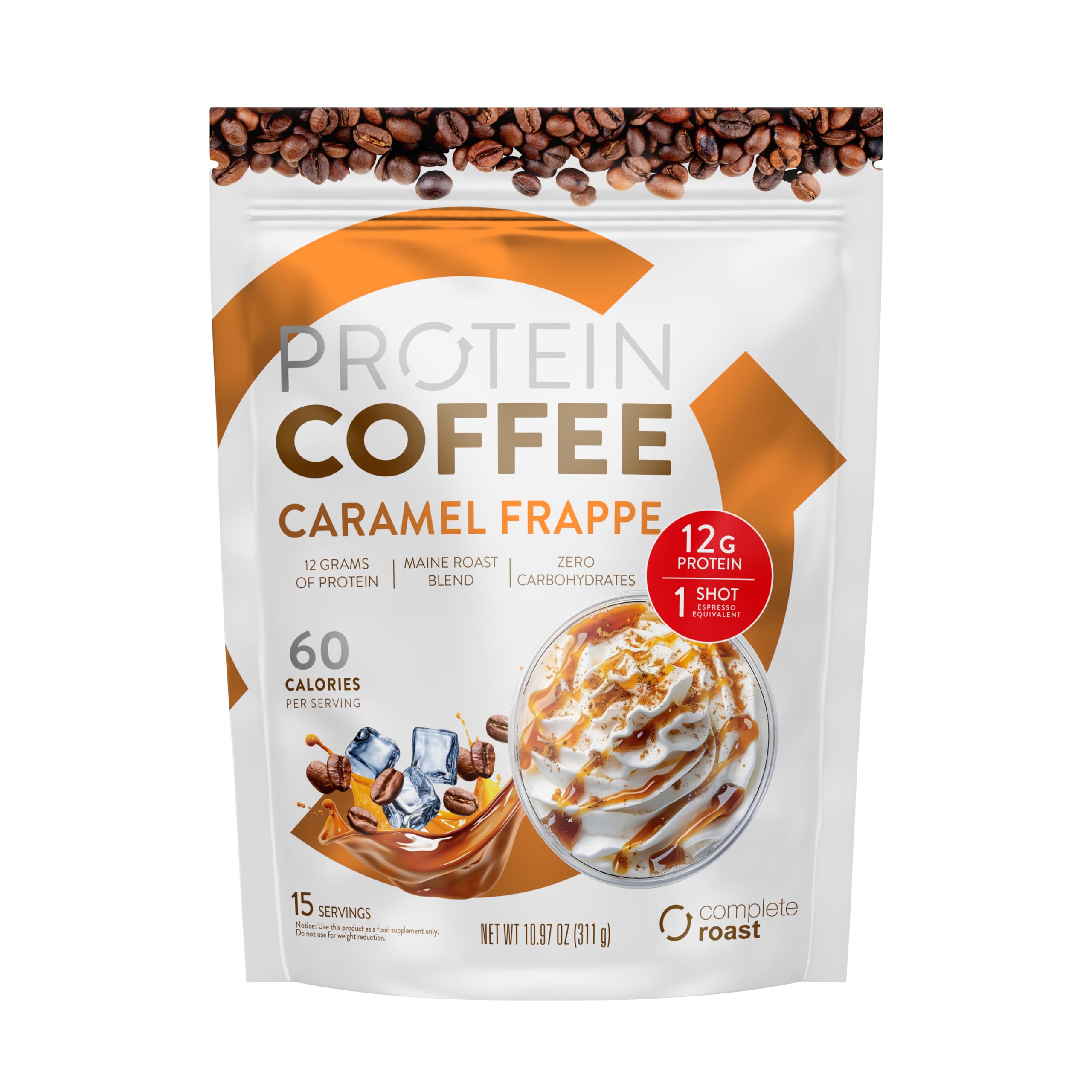 Complete Nutrition Suplemento de Proteína Whey com Café sabor Caramel Frappe, 397 g