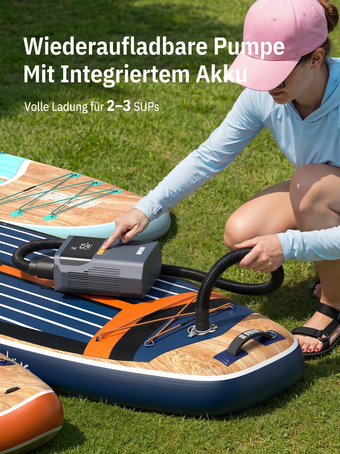Niphean Elektrische Luftpumpe Akku, 50 PSI Luftpumpe Elektrisch für Autoreifen, Fahrrad, Luftmatratze, SUP Pumpe Elektrisch mit Tragetasche, Akku Pumpe mit Auto-Stopp für Aufblasbares&Entlüftung