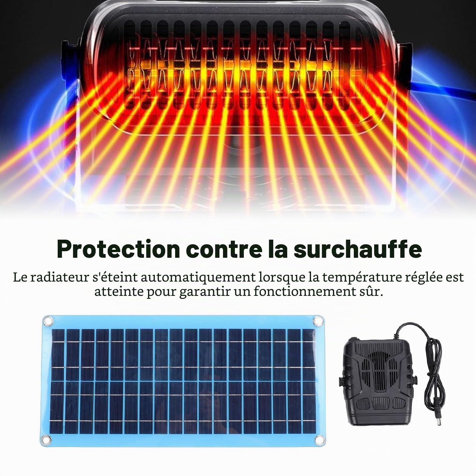 Focket Chauffage solaire portable 30 W pour poulailler, avec protection contre la surchauffe, Utilisable en serre, pour le séchage, le chauffage, abris pour animaux et autres espaces