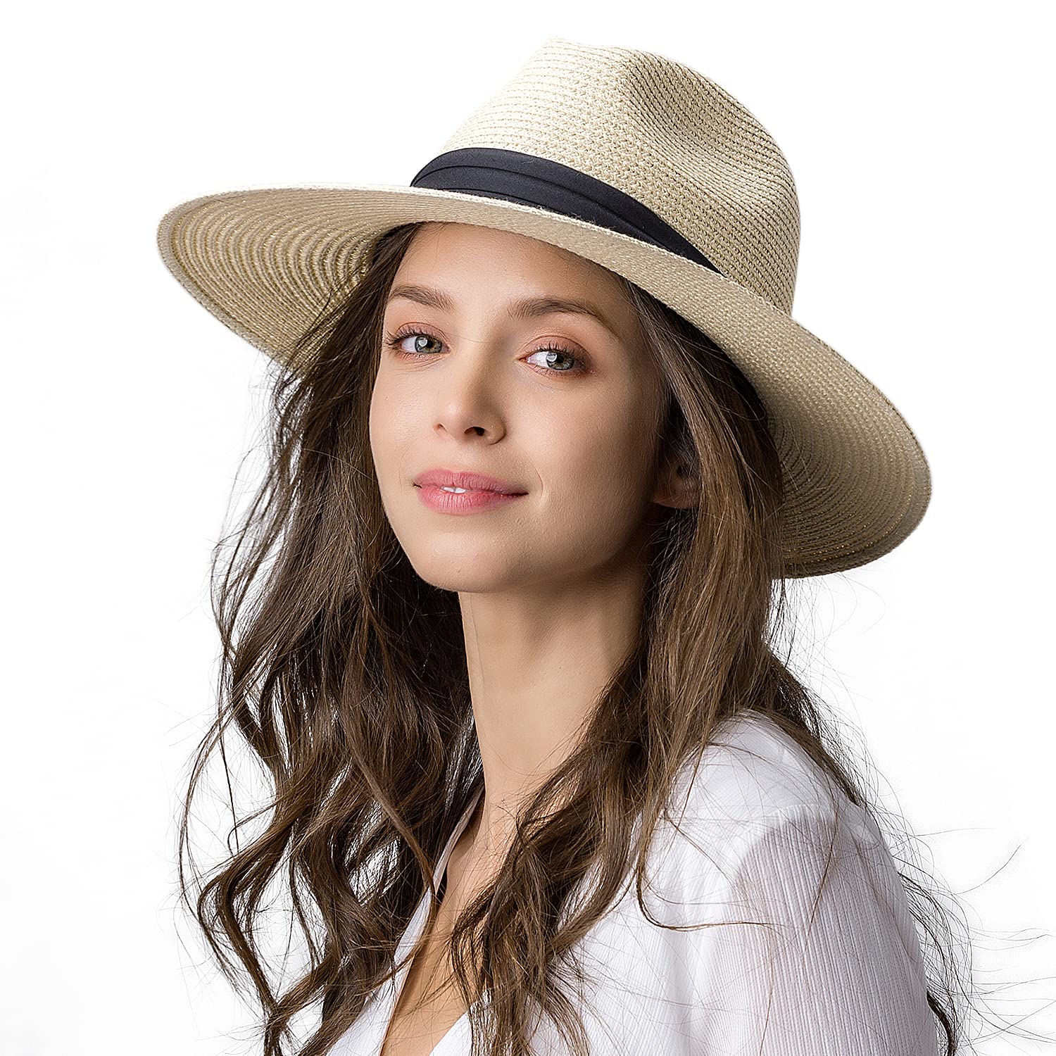 Womens Mens Wide Brim Straw Panama Hat 