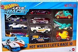 Hot Wheels Diecast Veículo de Brinquedo Let's Race Embalagem com 10 Carros Surpresa para crianças a partir de 3 anos