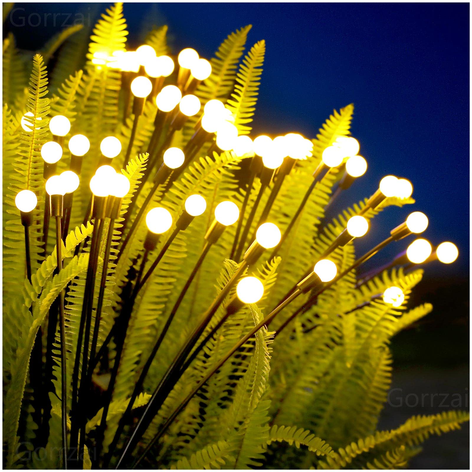 Solar Garden Lights 4 Pack 10 LED Solar Firefly Lights Outdoor Swaying Light, Sway by Wind, Waterproof Solar Powered Yard Decoration for Lawn, Patio, Backyard, Pathway, Landscape(Warm White)