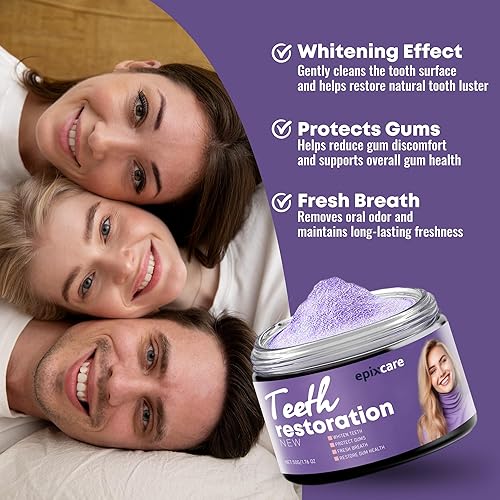 Miniatura 2 de Polvo mineral de restauración de dientes, blanqueamiento dental natural para la salud bucal dental polvo púrpura - eficaz en el fortalecimiento de