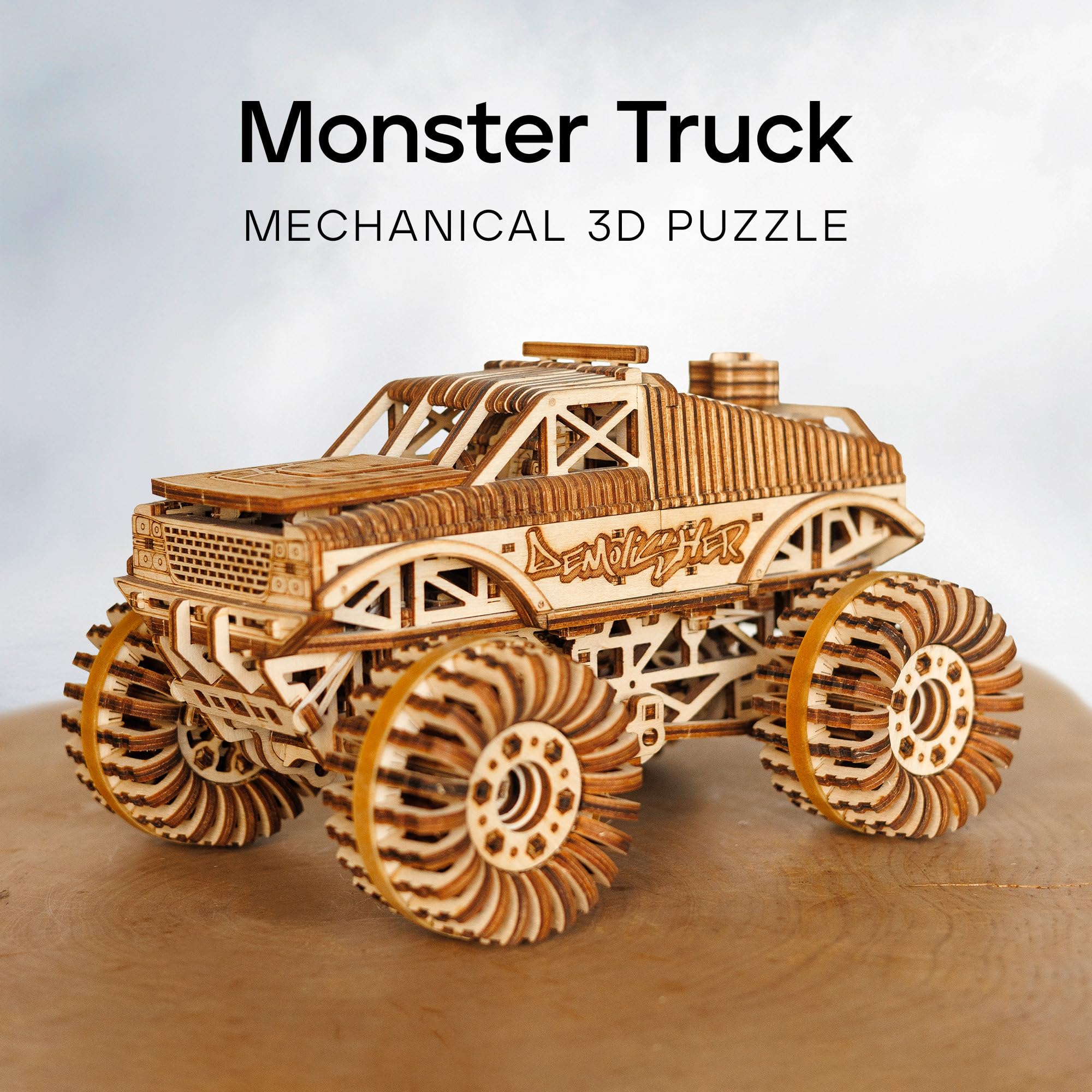 Wood Trick Monster Truck 3D Wooden Puzzles for Adults to Build