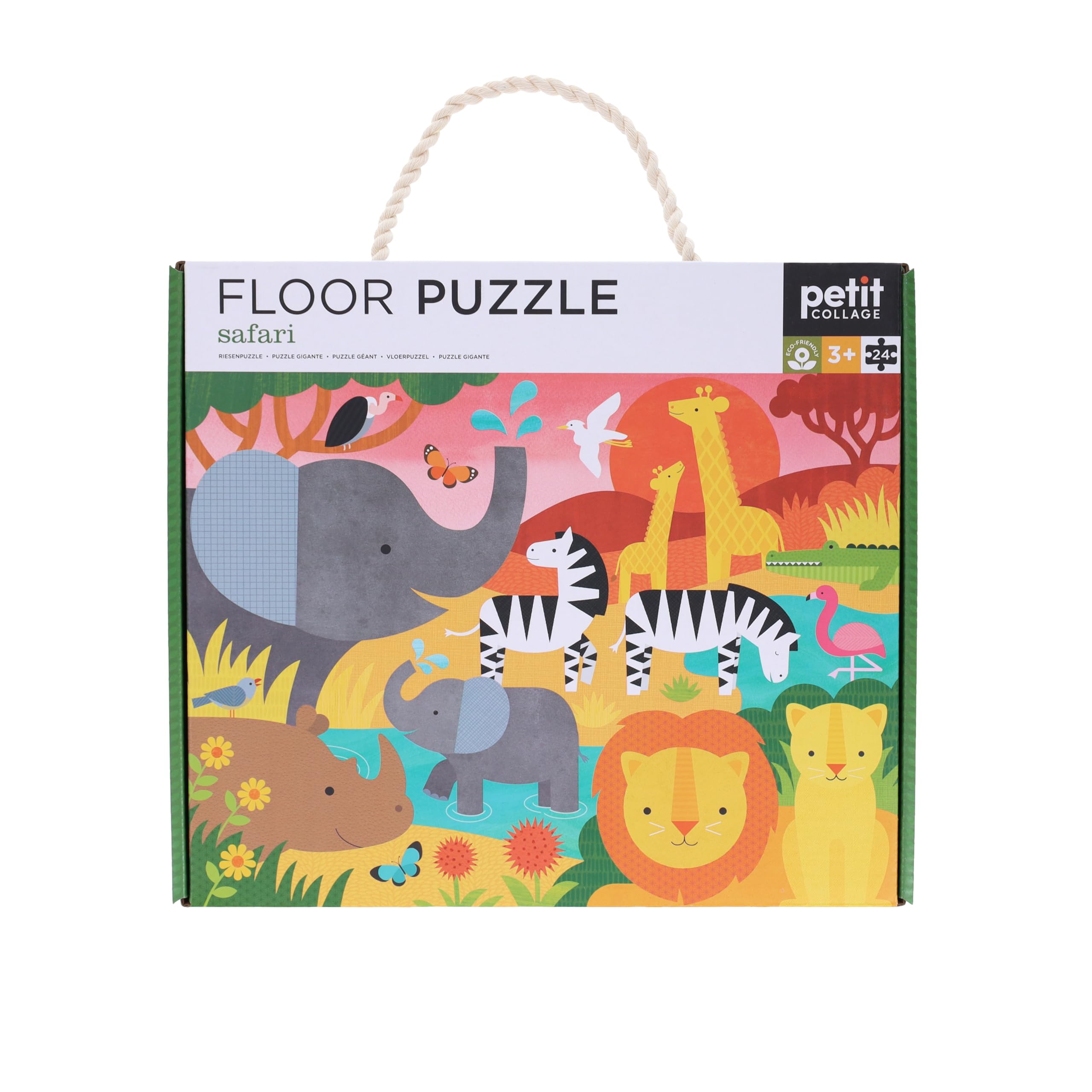 Petit Collage Floor Puzzle, Safari, 24-Pieces - Large Puzzle for Kids, Completed Safari Puzzle Measures 18" x 24" - Makes a Great Gift Idea for Ages 3+ and Animal Lovers - Image 4