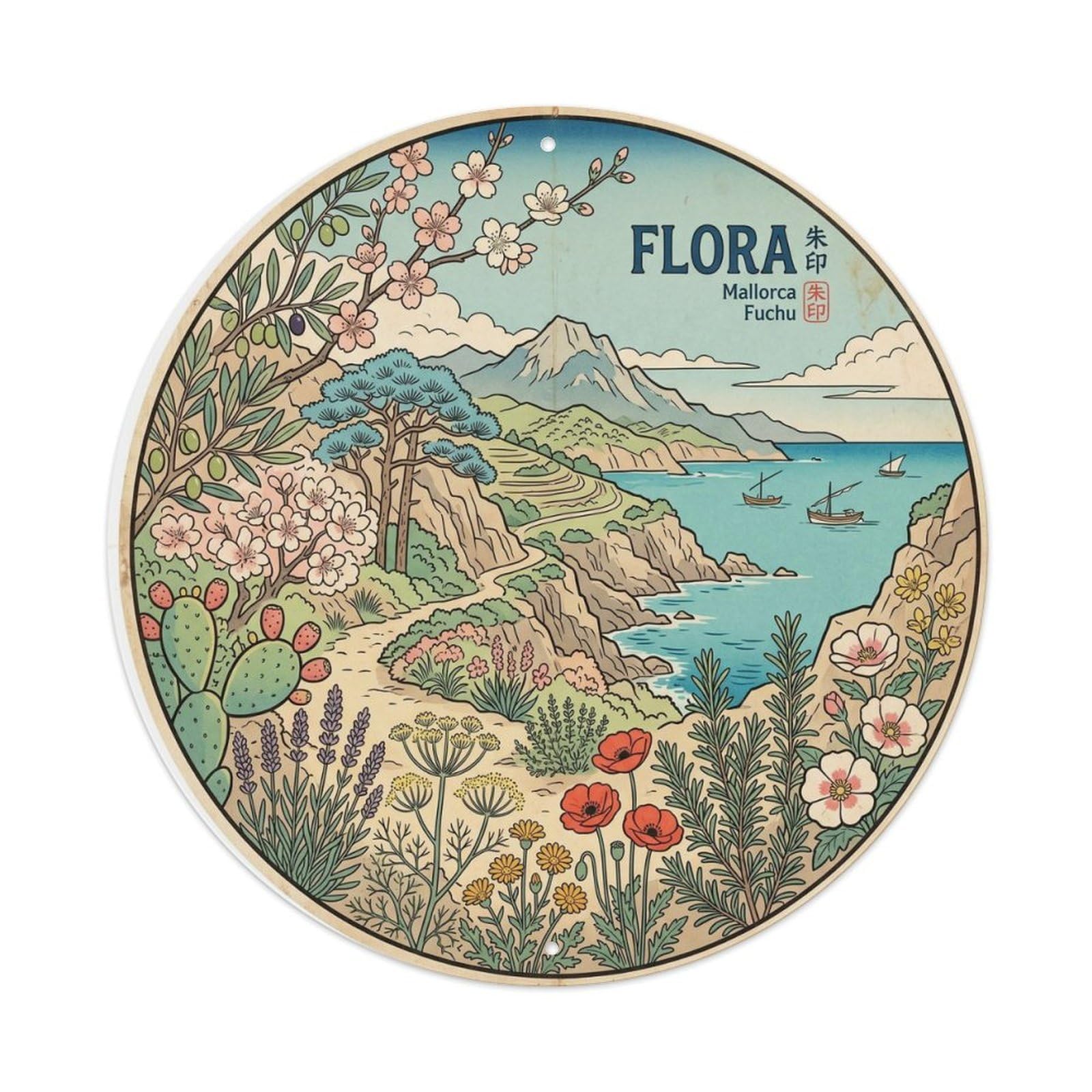 Mallorca Mediterranean Flora Balearic Travel Coast Metal Tin Sign
