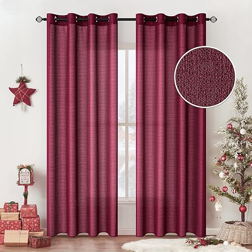 MIULEE Juego de 2 paneles de cortinas de aspecto de lino con textura de arpillera natural para dormitorio, sala de estar, filtrado de luz, cortinas disponible en Yaxa Guatemala