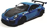 KiNSMART 1/36 2010 Porsche 911 GT2 RS Aqua Blue Diecast Model Car - Pullback Action, Opening Doors Toy