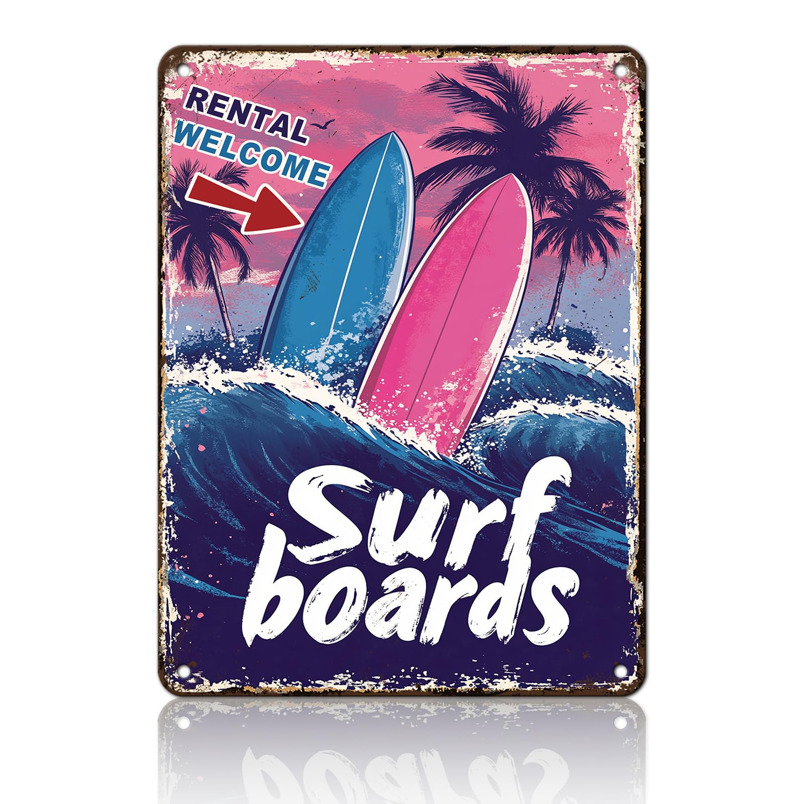 Anceky Surfboard Tin Sign Funny Metal Sign Retro Wall Decor for Cafe Kitchen Home Yard Garage 12×8 Inch