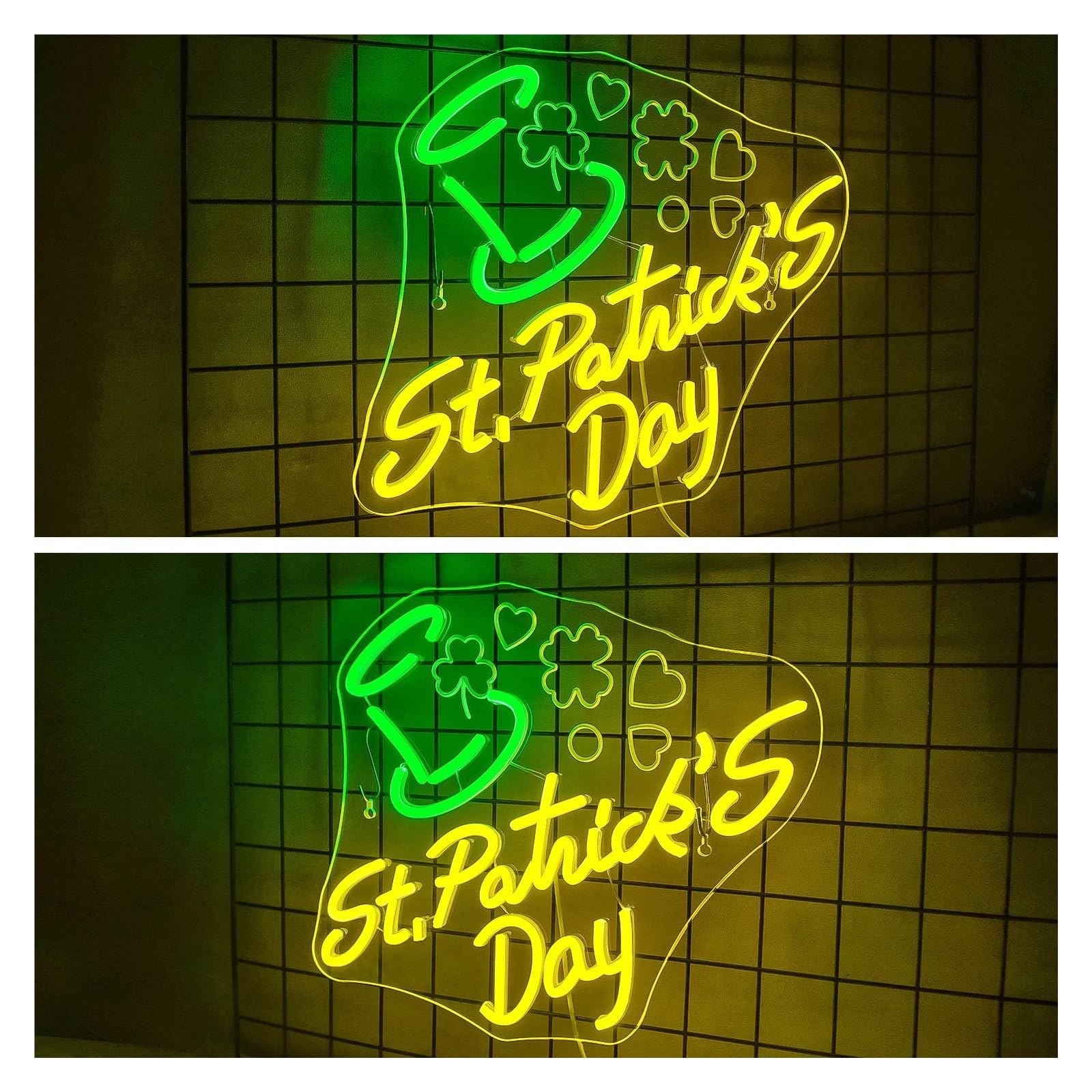 Insegna al Neon "St.Patrick's Day"Insegne Al Neon Per Decorazioni Murali Decorazione Della Stanza Per Casa Festa Camera Da Letto Bar Club Negozio Festa USB 38cmх32cm