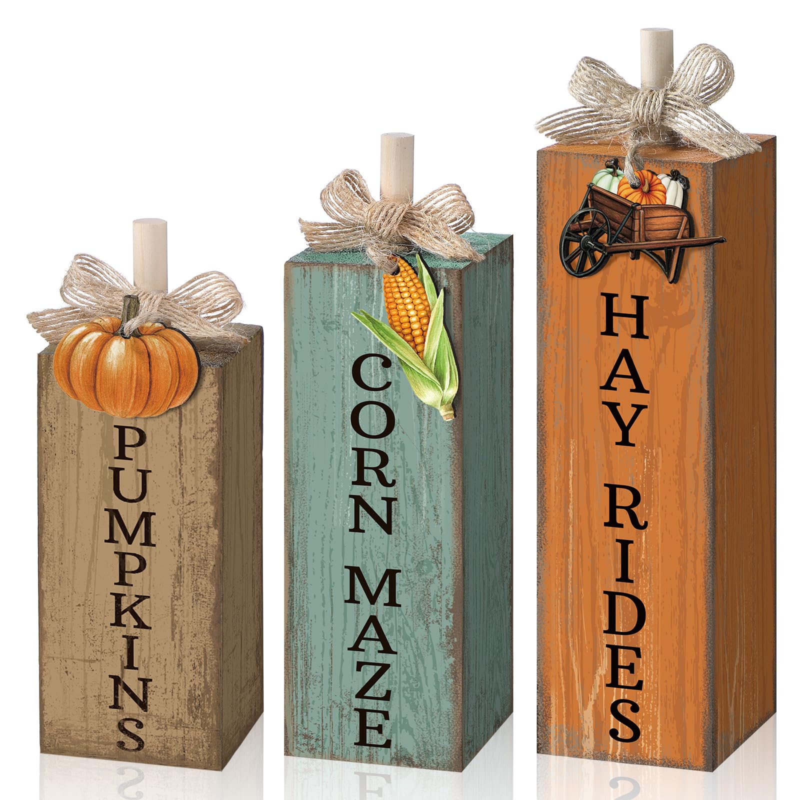 GlikCeil 3 Pcs Fall Table Decoration, Thanksgiving Tiered Tray Decor