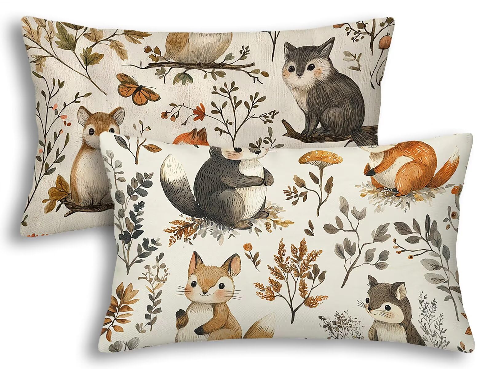 Fundas cojines rectangular 40x80 para sofa y dormitorio con diseño de gato juego de 2 piezas