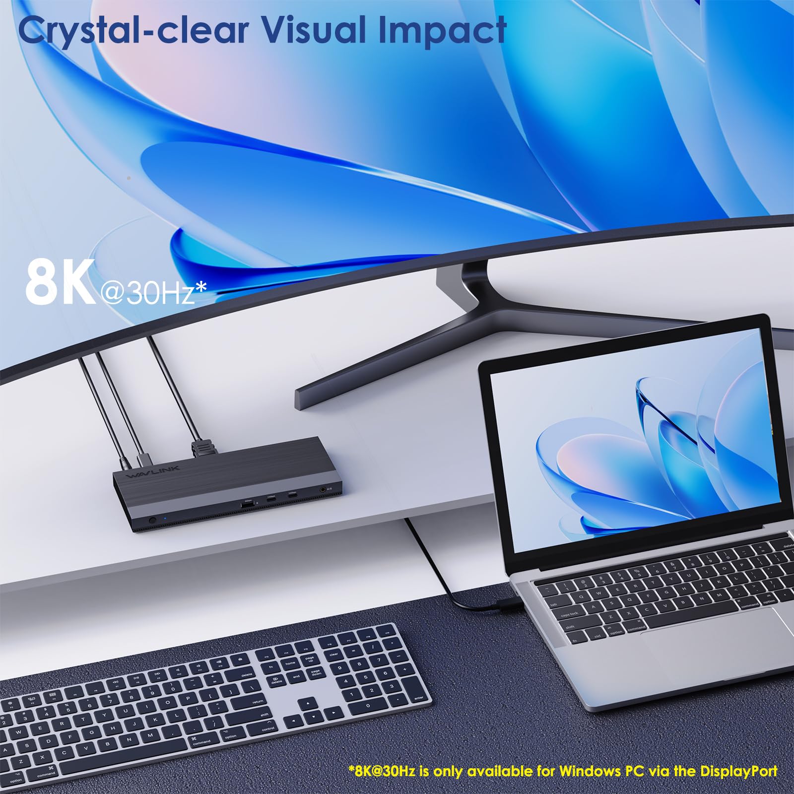 WAVLINK 13-in-1 USB C Triple Display Docking Station, supporto 65W di ricarica per PC, Max 8K@30Hz con DisplayPort, HDMI, PD, USB 3.0/3.2, Gigabit Ethernet, Jack Audio
