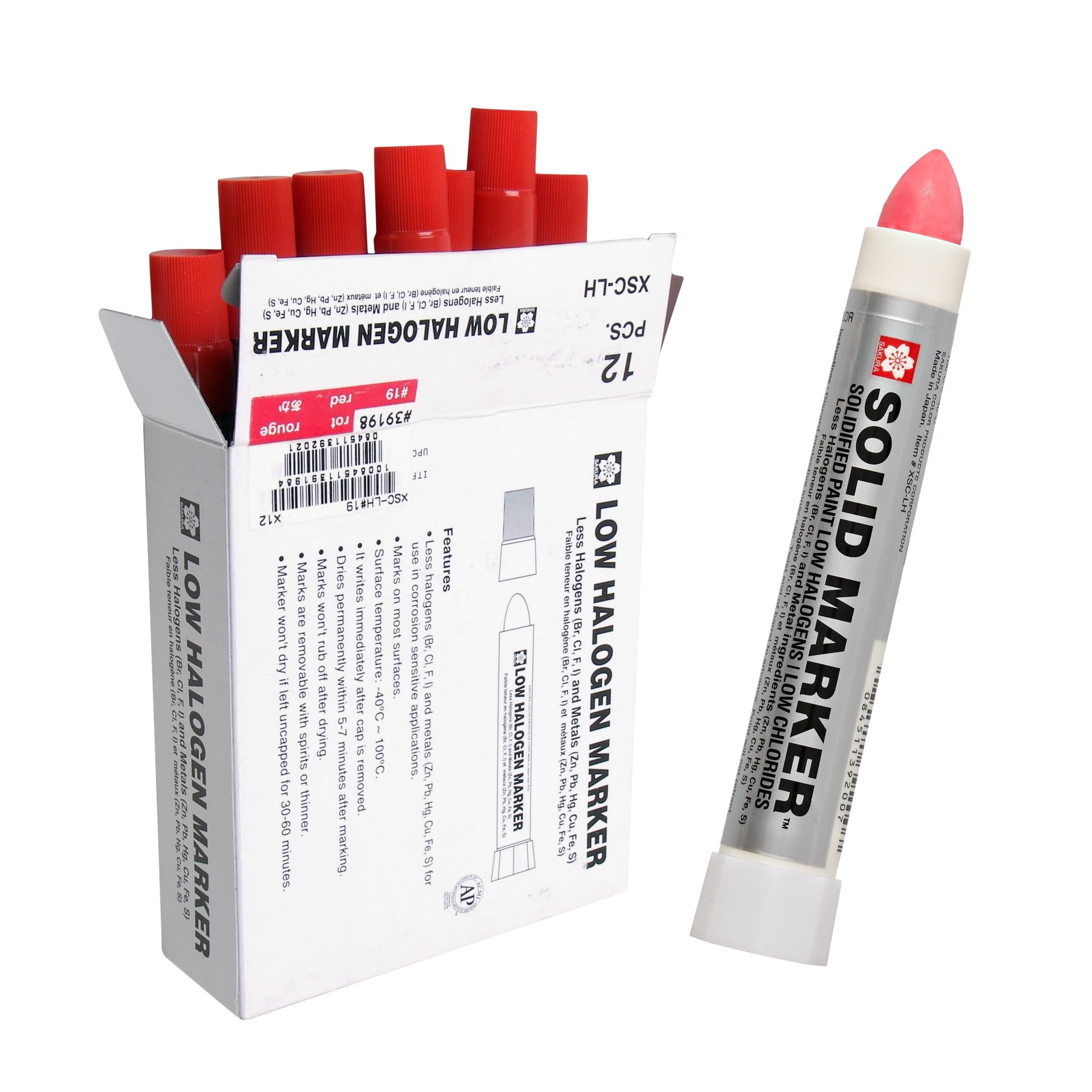 SAKURA - XSCLH-19 Sakura Solidified Paint Low Halogen Marker, Red (Box of 12)