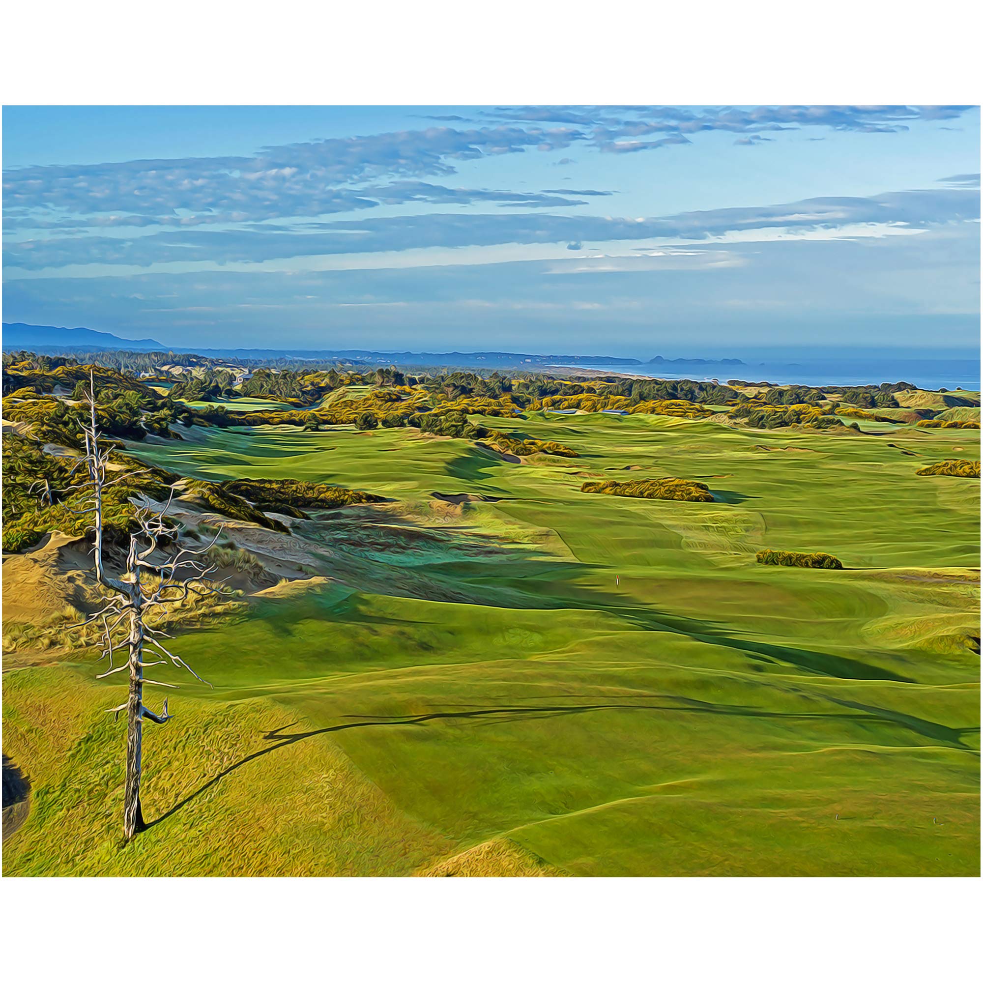 Old MacDonald Golf Course impressionism effect wall art print, Bandon Dunes, not framed