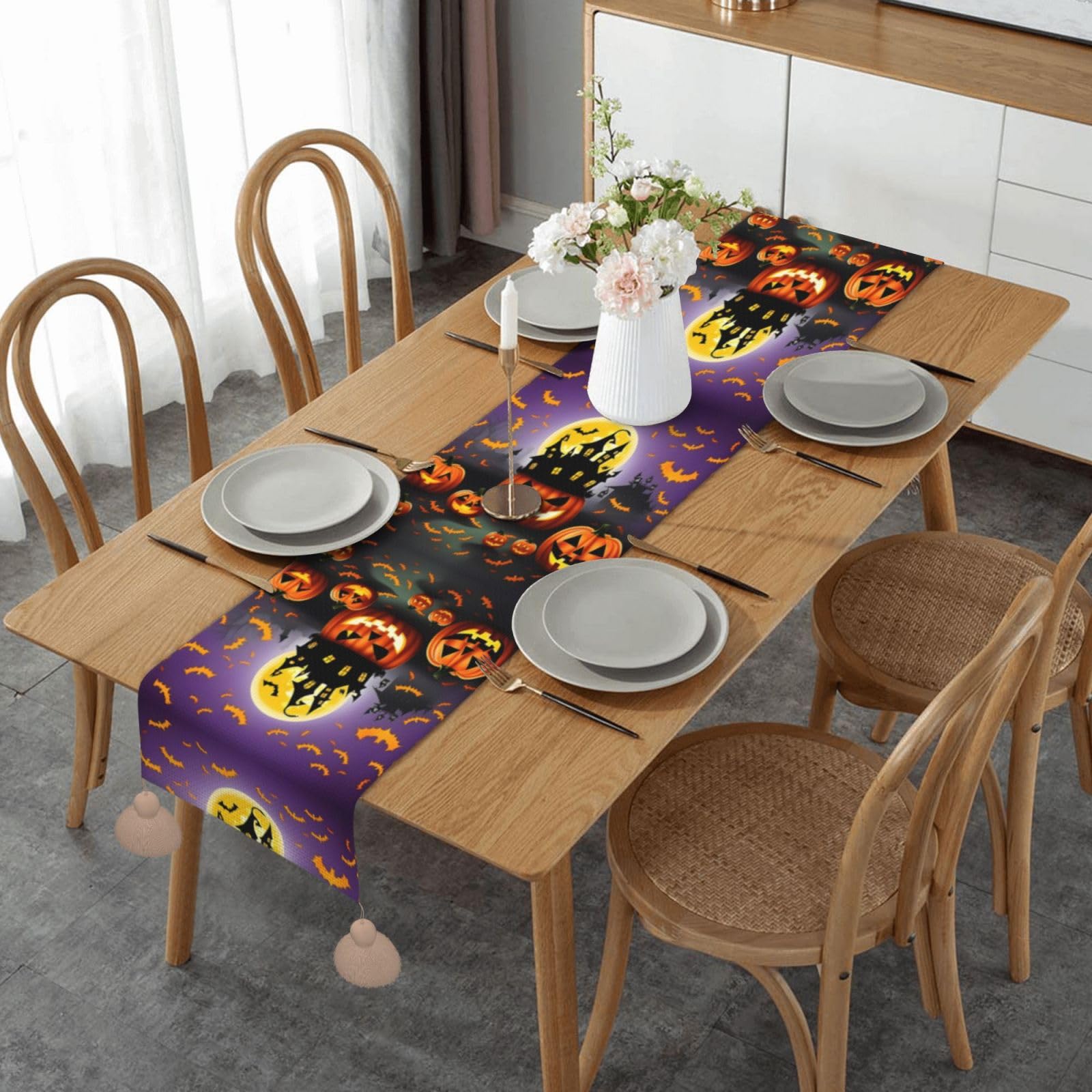 Chemin de table de salle à manger rustique en tissu durable pour réception