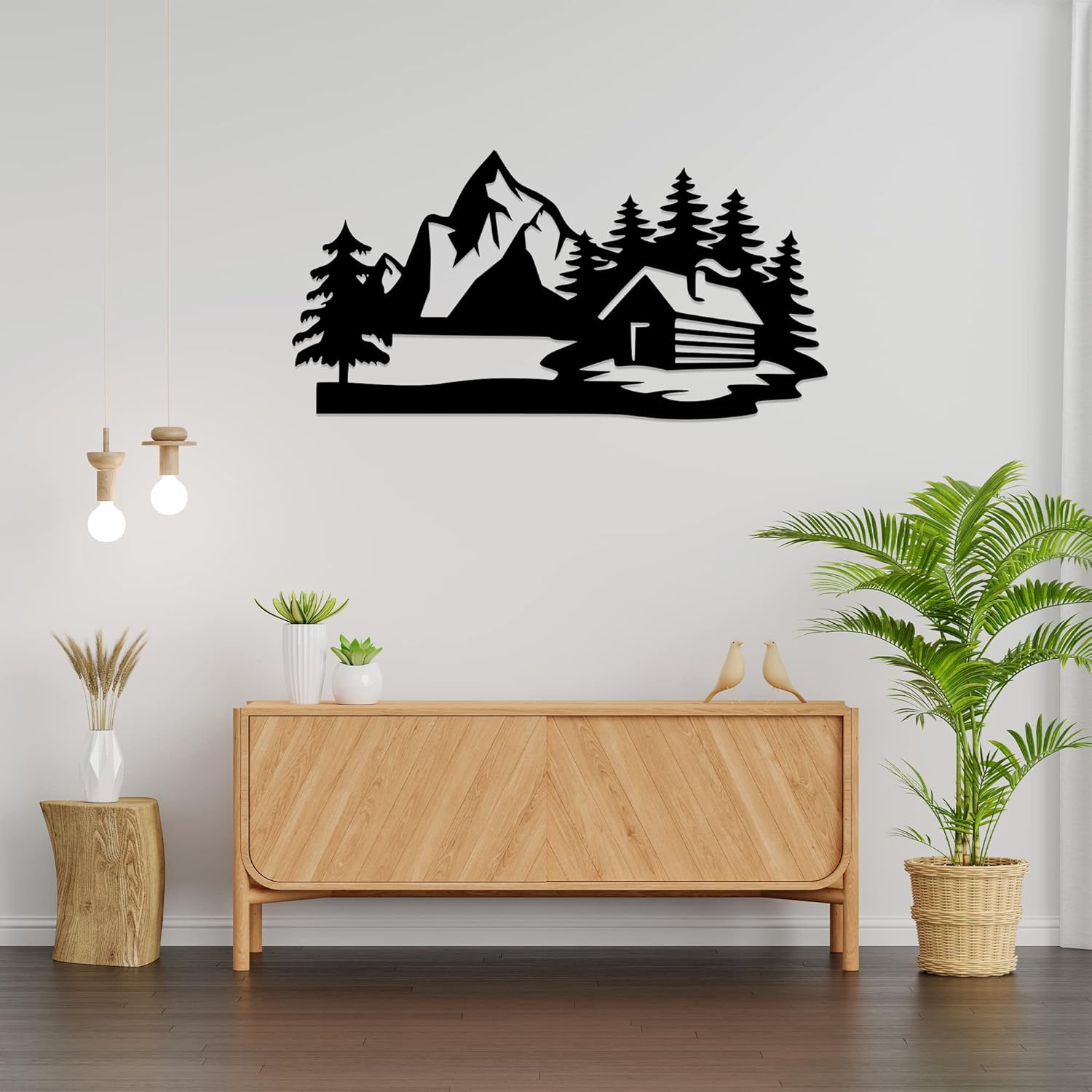 METALPLEX Cabin Scenery Metal Wall Art Durable And Rust