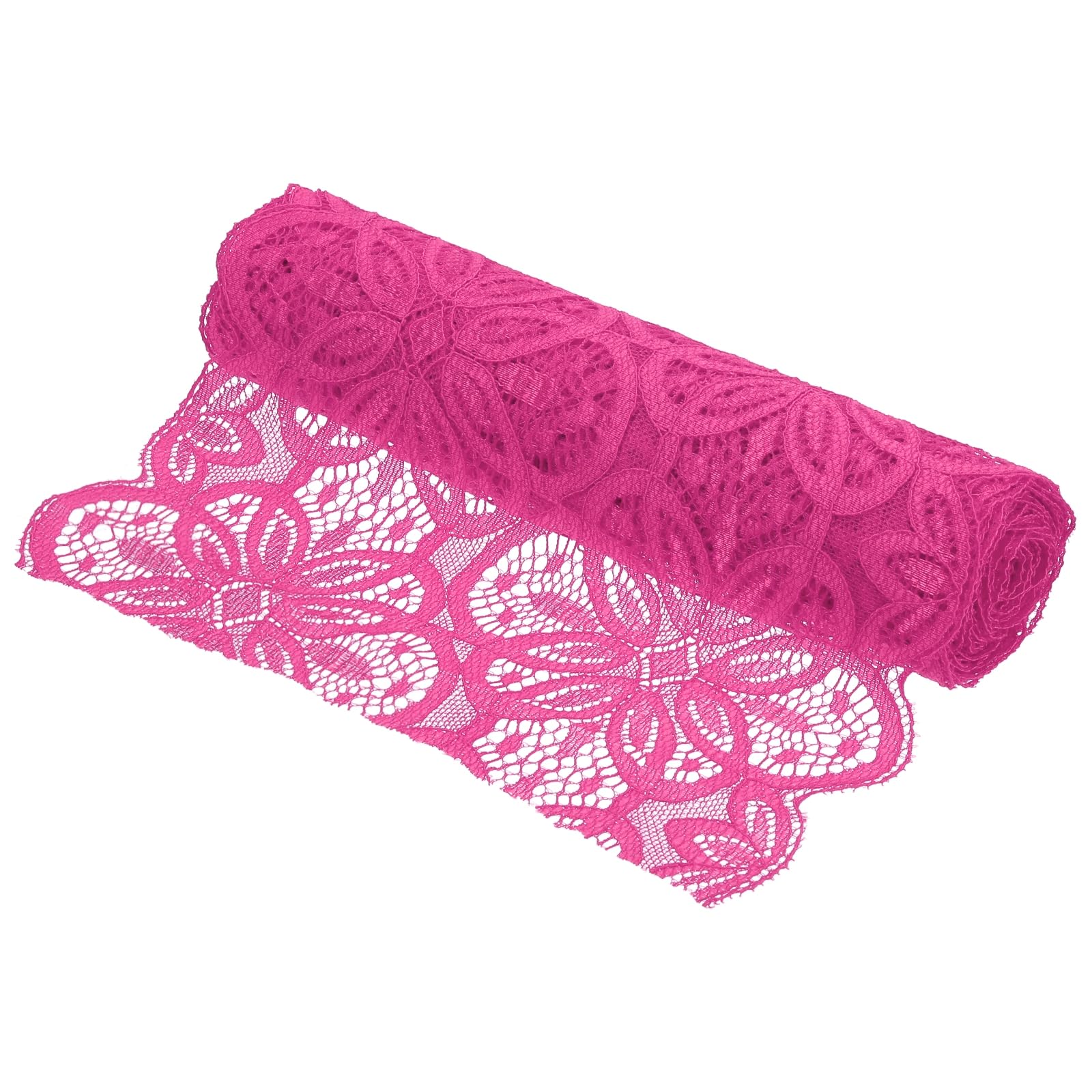 sourcing map Lace Ribbon 3 Yards 7 Inch Lace Flower Trim for Craft Gift Wrappers Headbands Wedding Rose Red