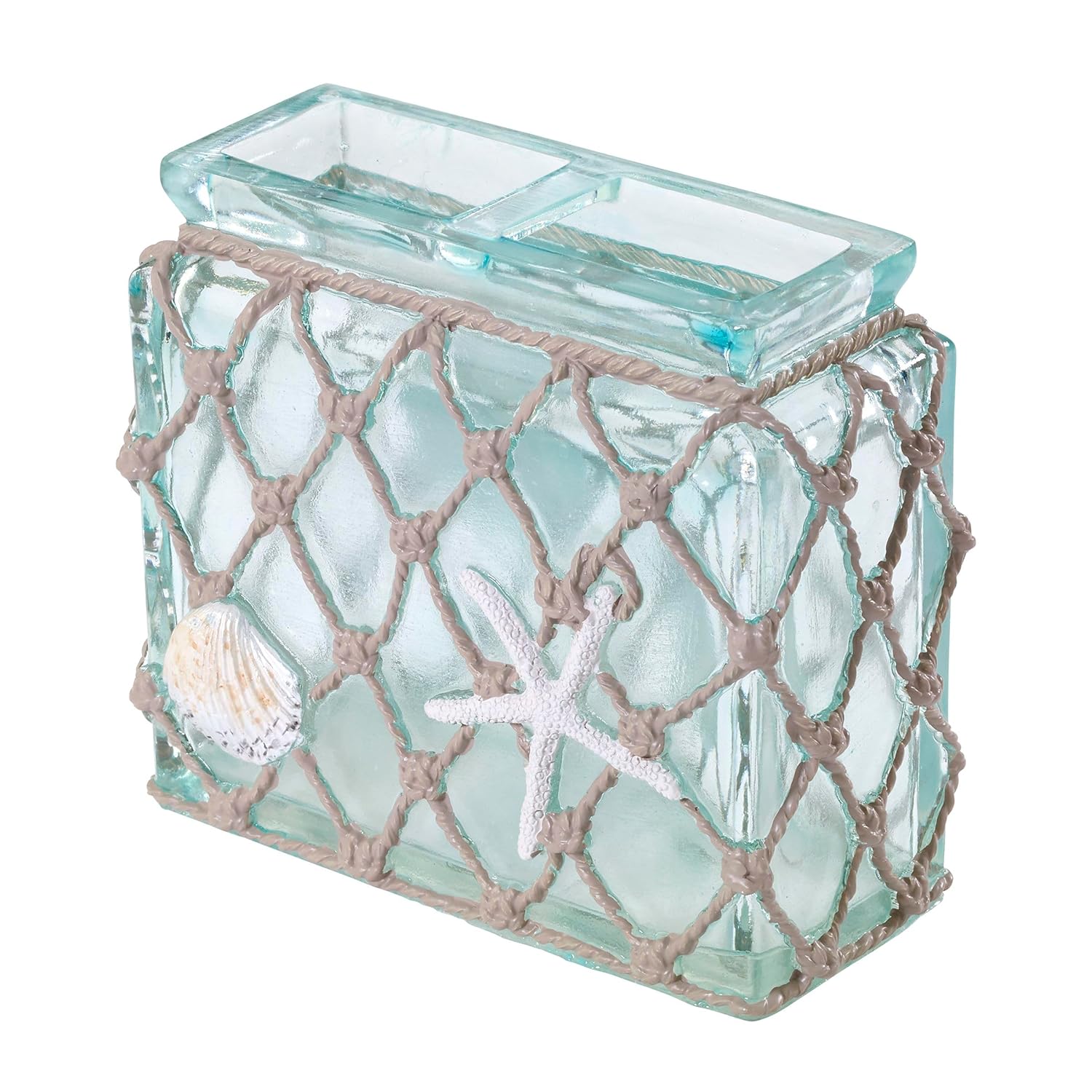 Avanti Seaglass Collection Soap Dispenser, Toothbrush Holder & Beach Inspired Bathroom Accessories (2 pc)