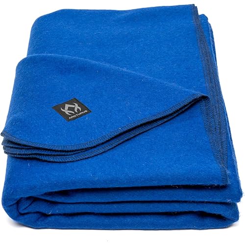 Arcturus Military Wool Blanket - Warm, Thick, Washable - Great for Outdoors, Camping, Stadium Blanket, Picnics, Travel - Car & Bushcraft Survival Kits, Large 64in x 88in 4.5 lb