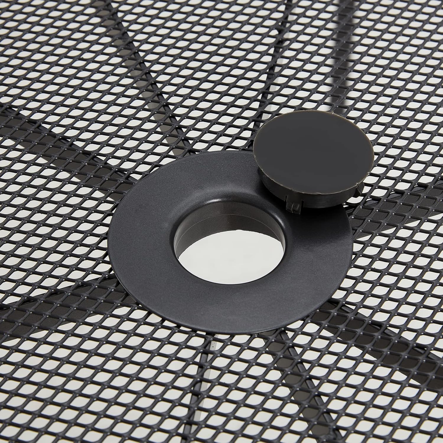 AECOJOY Outdoor Patio Dinning Table for 6, 51"x31" Rectangular Metal Steel Patio Outdoors Tables with 1.73" Umbrella Hole All Weather-Resistant for Lawn Backyard Garden, Porch Dark Grey