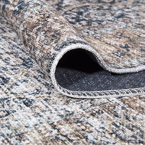 Miniatura 4 de Bloom Rugs Alfombra Caria lavable, antideslizante, de 8 x 10 pies, color azul oscuro y tostado, alfombra tradicional para sala de estar, dormitorio,