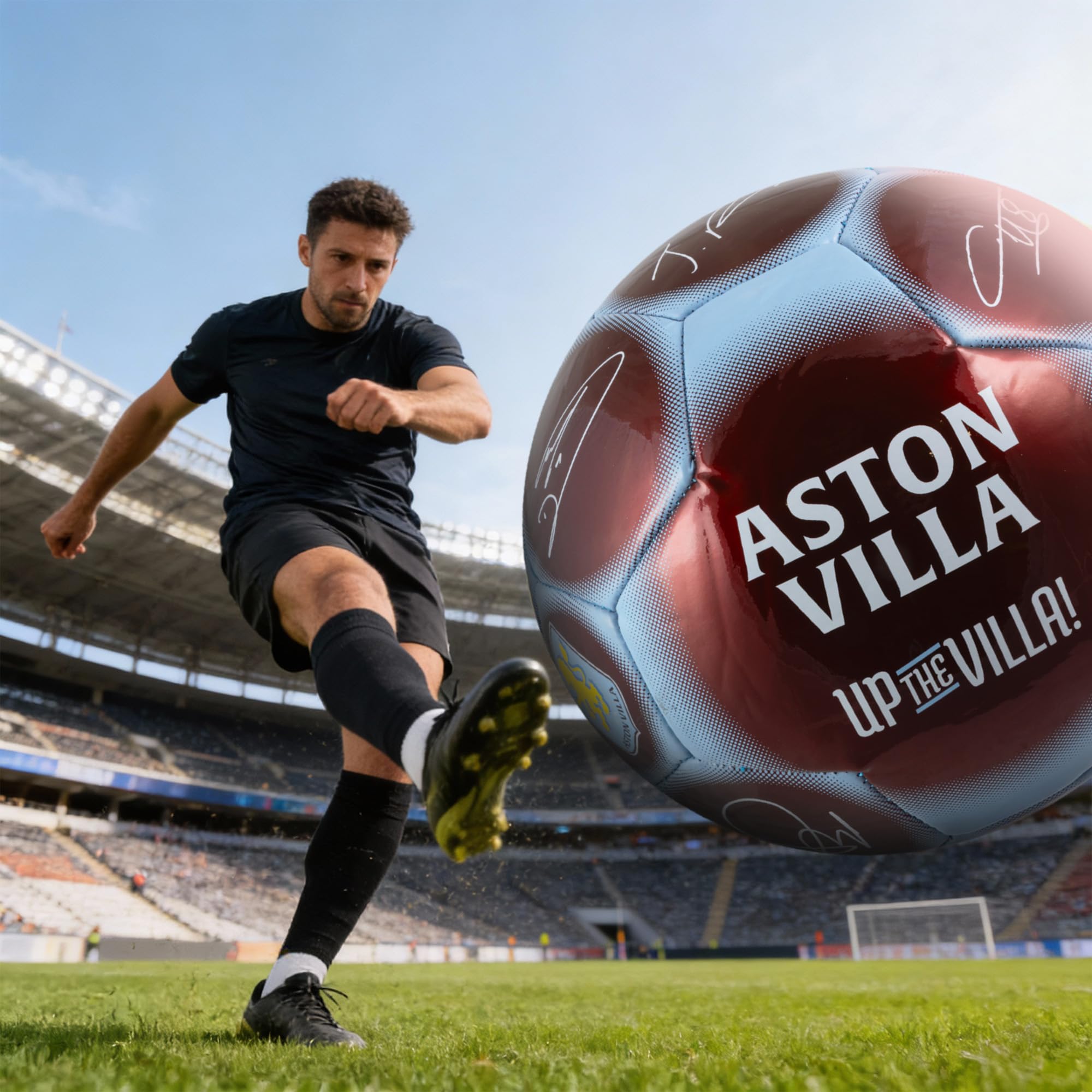 Hy-Pro Pallone da calcio con licenza ufficiale Aston Villa F.C., taglia 5, AVFC, allenamento, partita, merchandising, da collezione per bambini e adulti