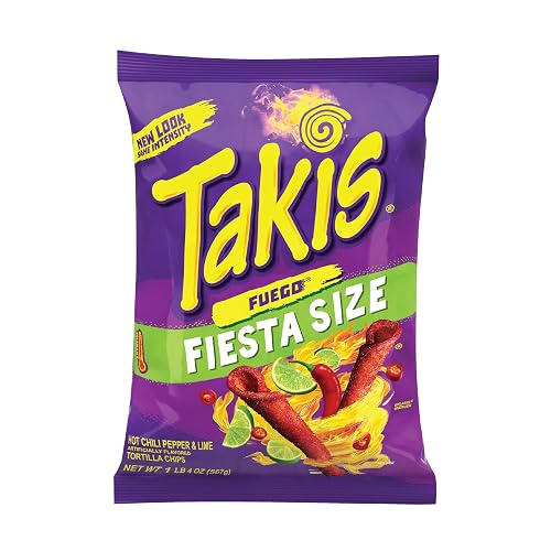 Takis Fuego Hot Chili Pepper & Lime Flavored Corn Snacks Chips Crisps (20 Oz/567 Gm)