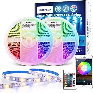 10m WiFi RGBW LED Streifen Kit,Smart App Steuerung RGB+Warmweiß Lichtstreifen Farbwechsel,Alexa LED Strips Musik Sync,Stimmenkontrolle Kompatibel mit Alexa/Google Assistant für Ambiance Lighting