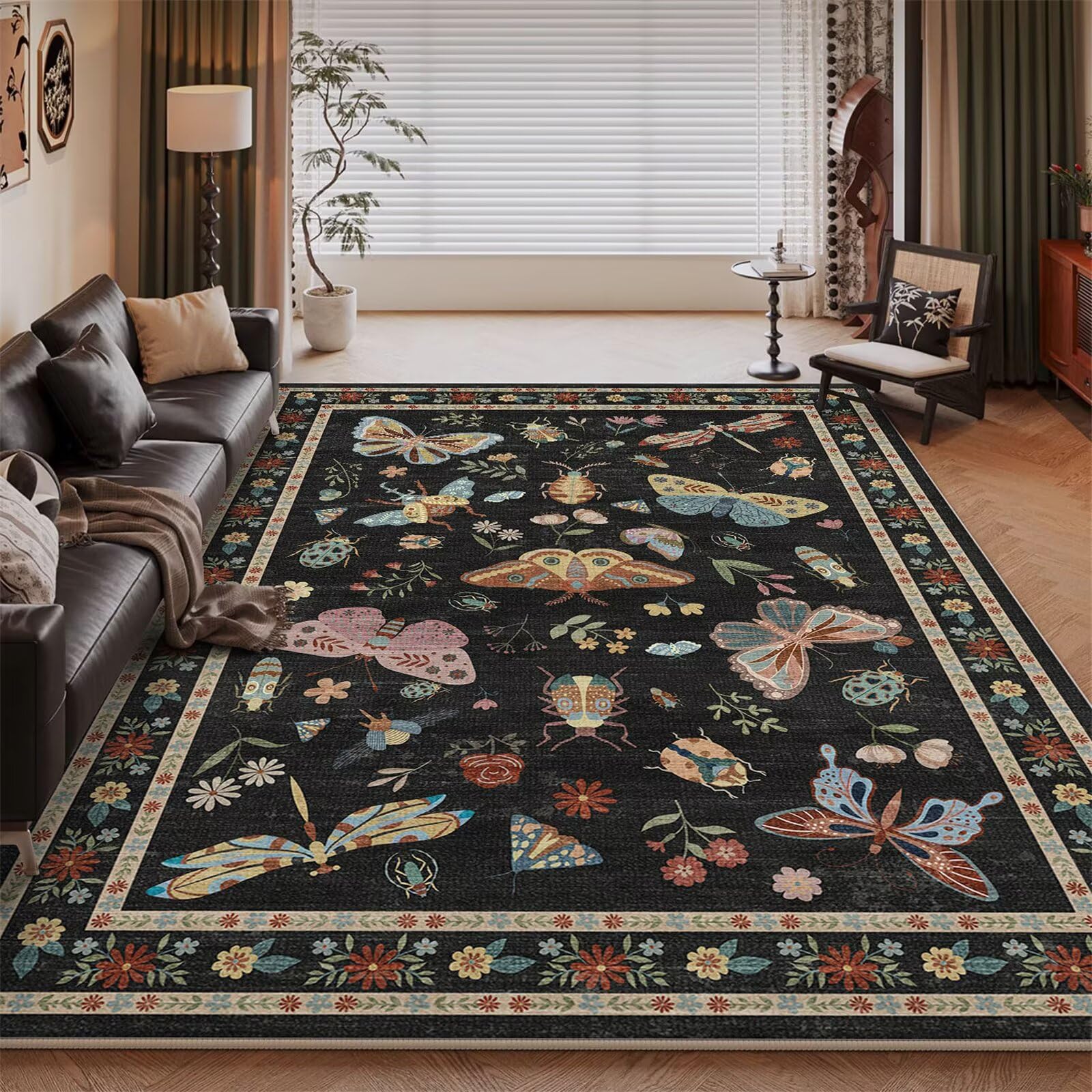 Tapis de chambre bébé fille noir 120x160 cm moderne